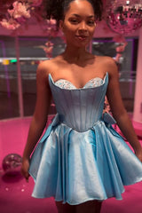 Sparkly Pink Corset Sweetheart A Line Short Homecoming Dress/Mini Dress
