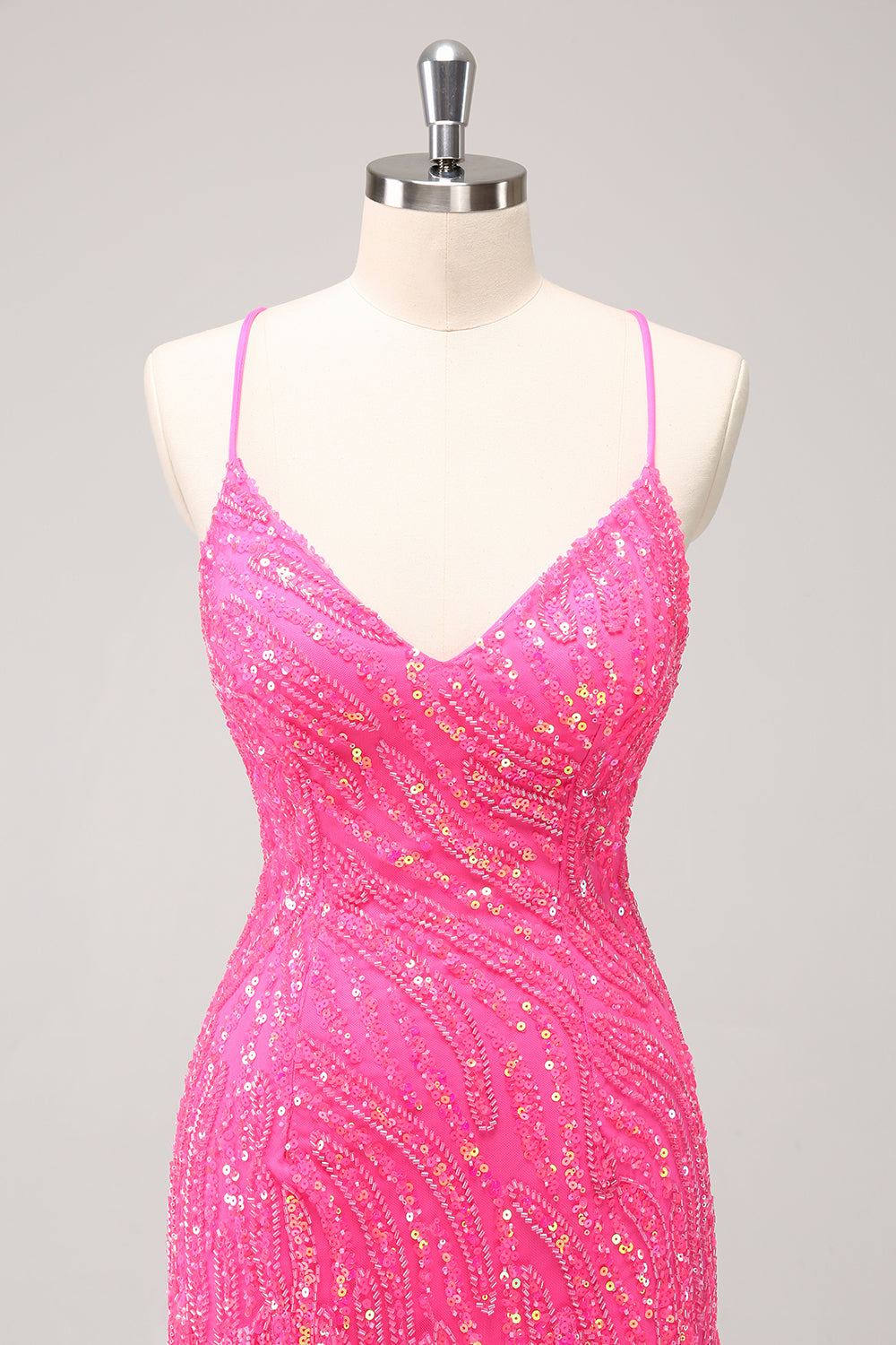 Sparkly Gold Sequined Spaghetti Straps Tight Short Homecoming Dress/Mini Dress With Fringes