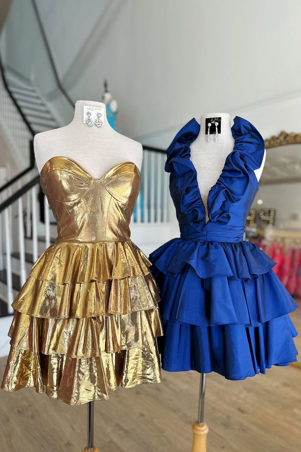 A Line Light Blue Halter Short Homecoming Dress/Mini Dress With Ruffles