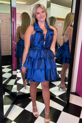 Red A Line Short Homecoming Dress/Mini Dress With Ruffles
