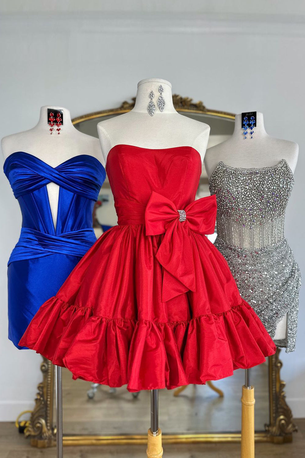 Fluffy Fuchsia Strapless A Line Tiered Short Homecoming Dress/Mini Dress with Bow