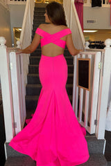 Mermaid Prom Dress in Hot Pink Satin Featuring a Hollow-Out Back