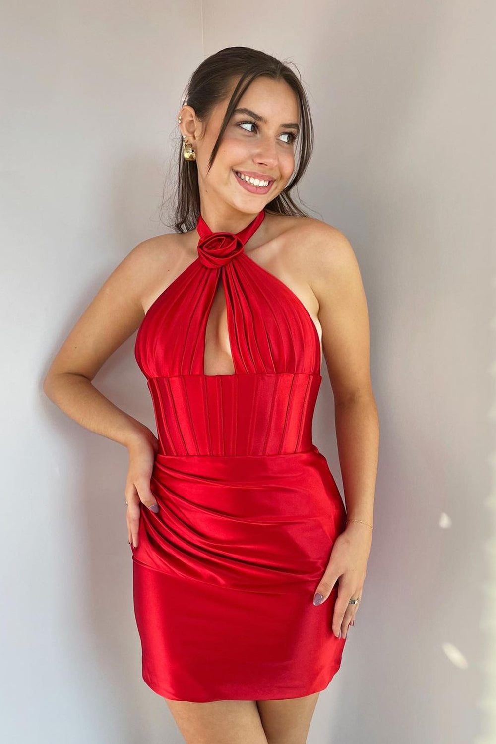 Green Corset Halter Tight Short Homecoming Dress/Mini Dress