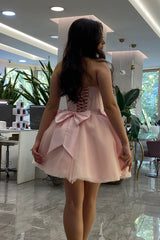 Pink A Line Sweetheart Corset Short Homecoming Dress/Mini Dress