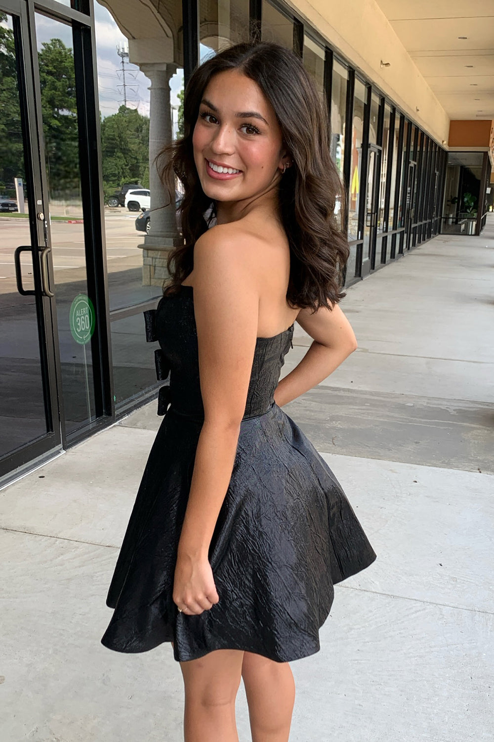 Fuchsia Strapless A Line Short Homecoming Dress/Mini Dress With Bow