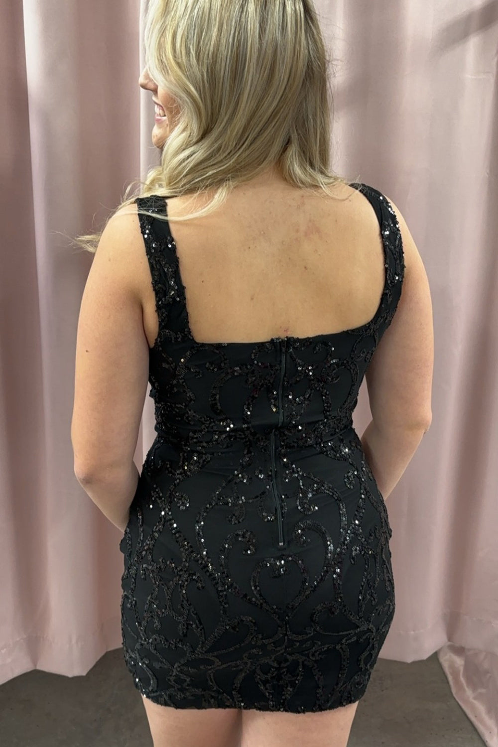 Sparkly Black Corset Tight Short Sequins Homecoming Dress/Mini Dress