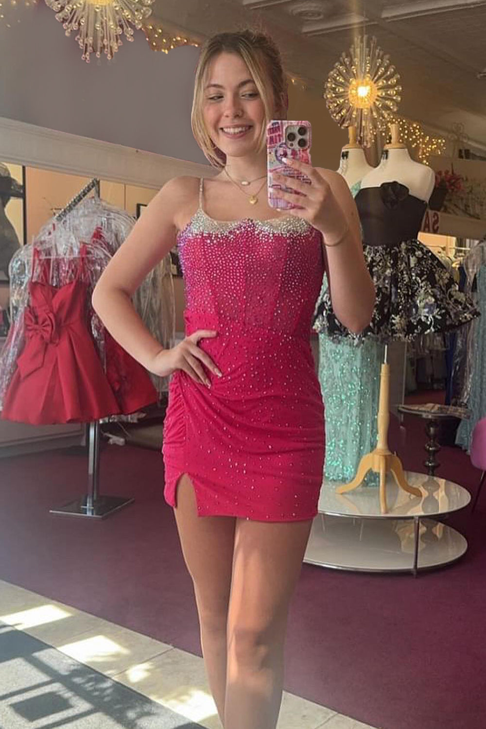 Green Sparkly Corset Tight Short Homecoming Dress/Mini Dress With Beadings