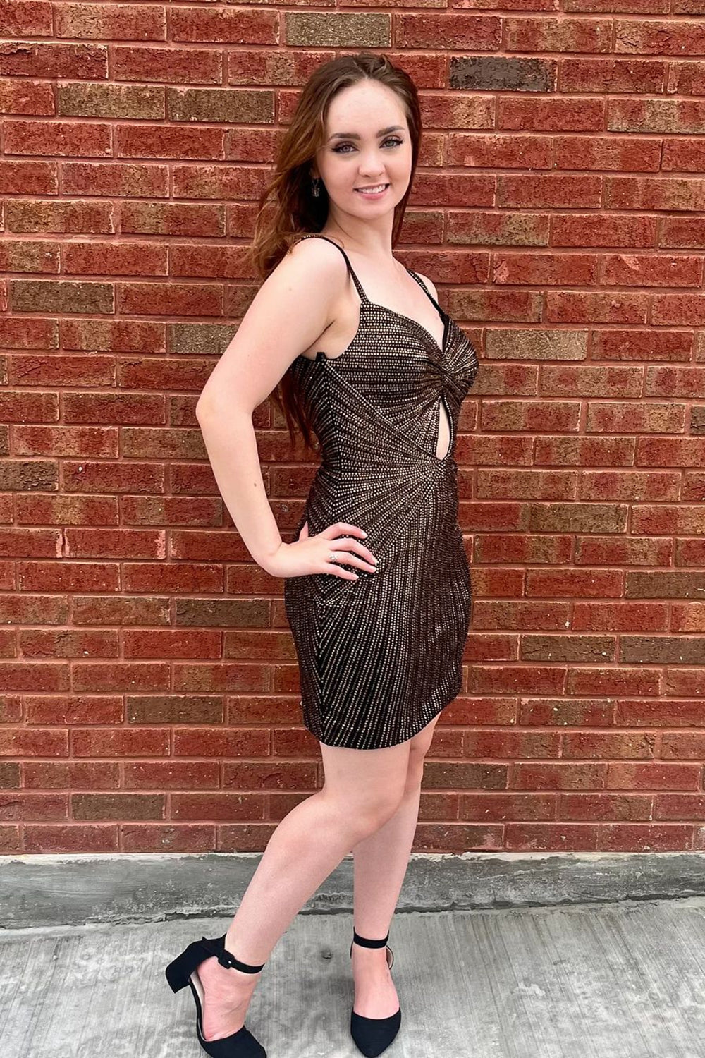 Sparkly Beaded Black Tight Short Homecoming Dress/Mini Dress