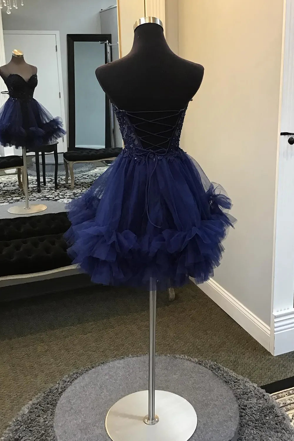 Cute Pink Strapless Corset A Line Tiered Short Homecoming Dress/Mini Dress