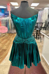 Metallic Golden Corset Strapless A Line Short Homecoming Dress/Mini Dress