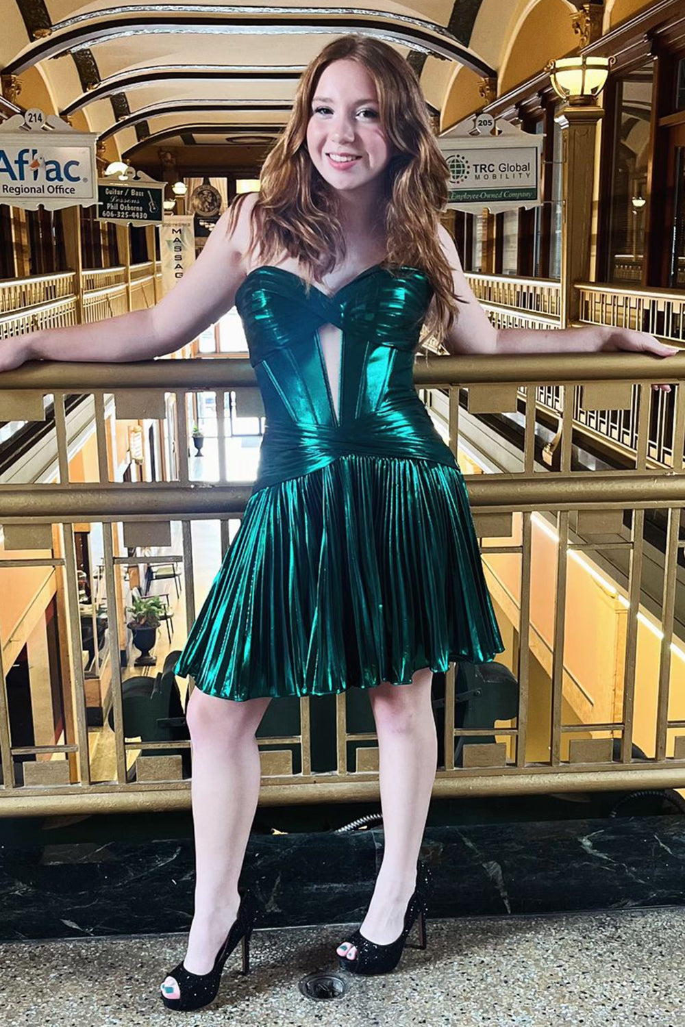 Dark Green Corset Sweetheart A Line Short Homecoming Dress/Mini Dress