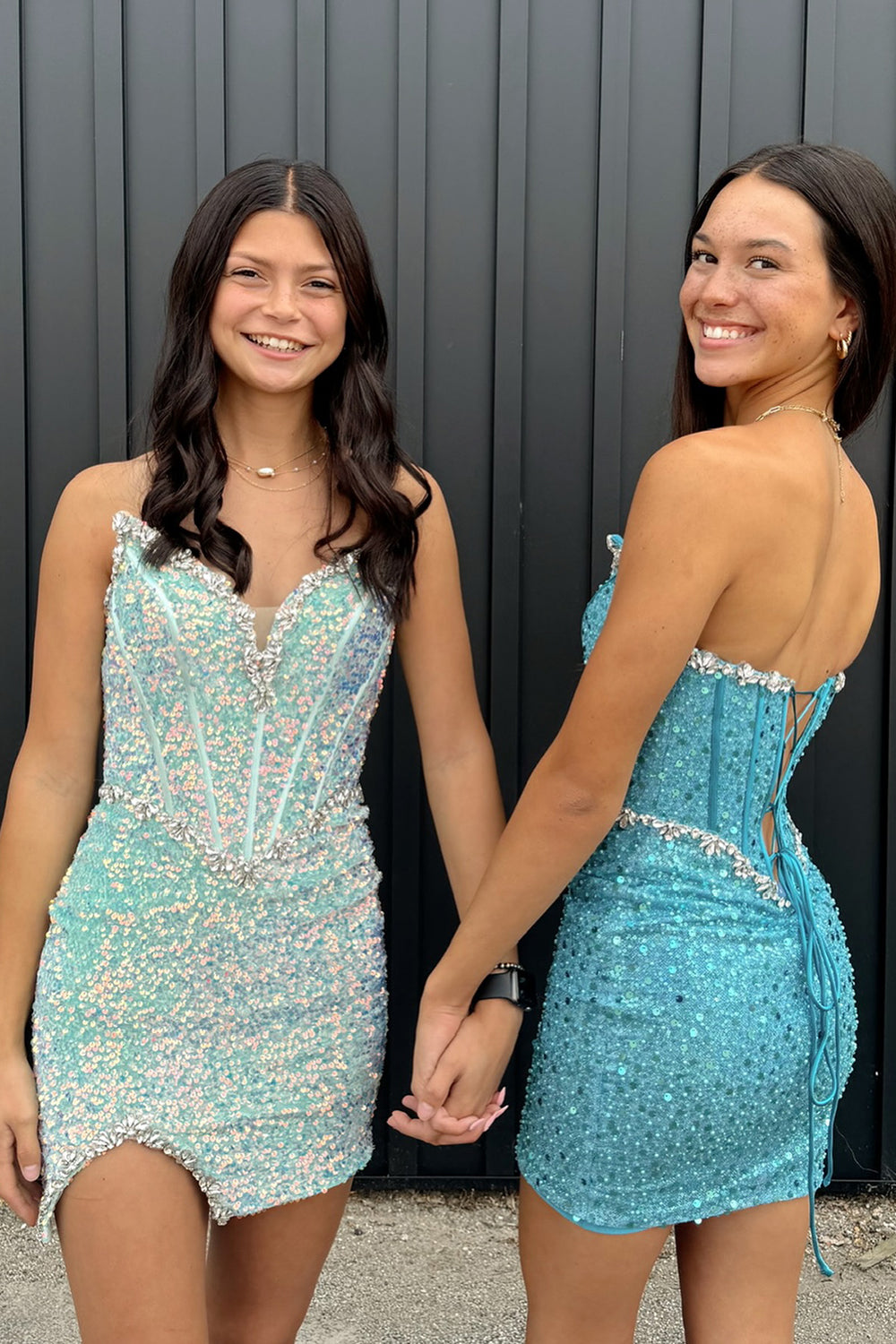 Light Green Strapless Corset Tight Short Homecoming Dress/Mini Dress with Sequins