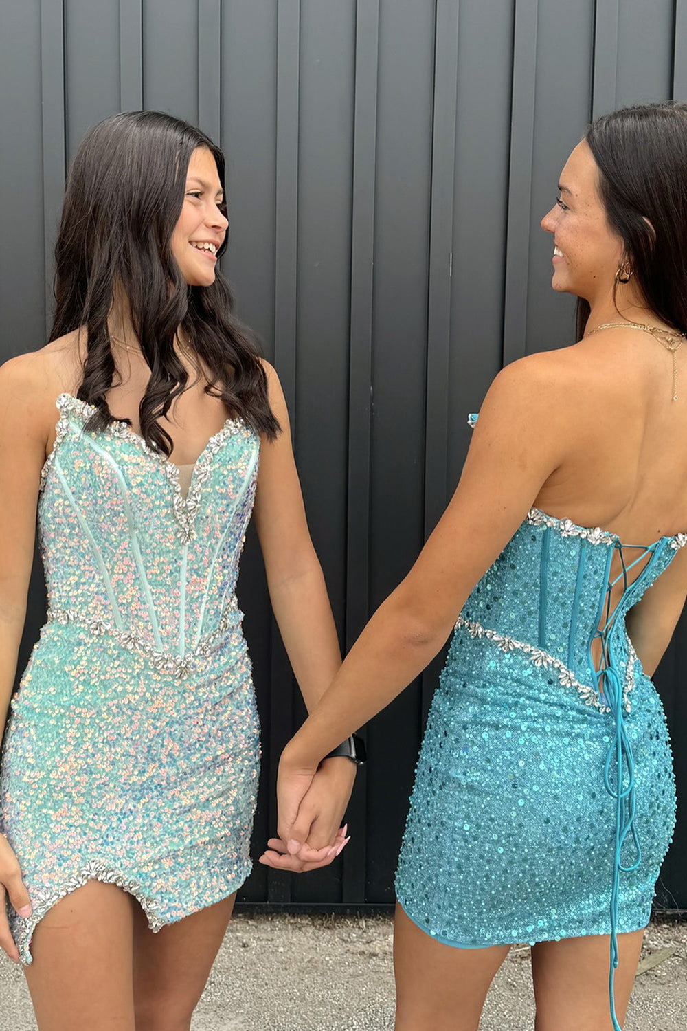 Sparkly Blush Strapless Corset Tight Short Homecoming Dress/Mini Dress