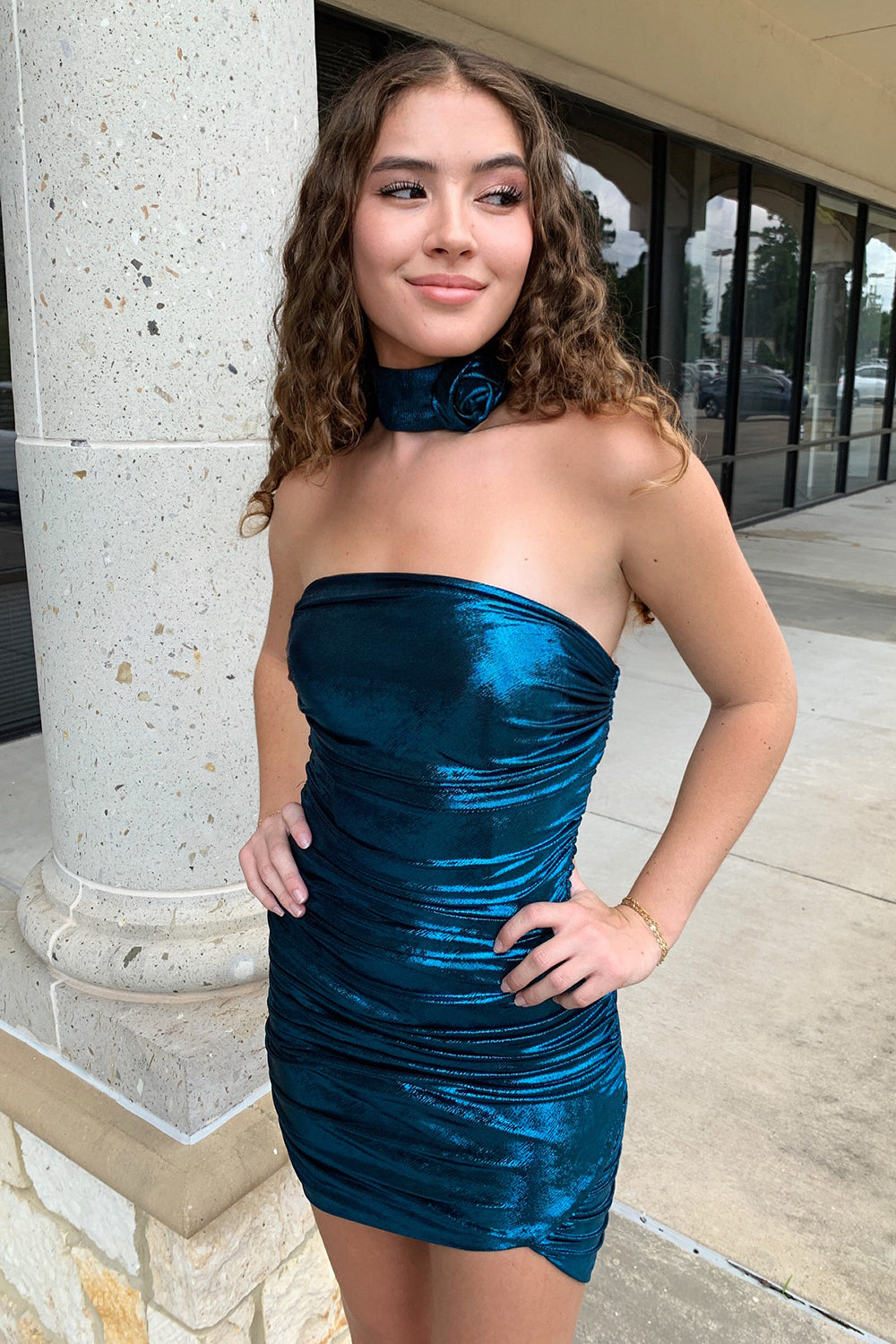 Purple Strapless Ruched Tight Short Homecoming Dress/Mini Dress