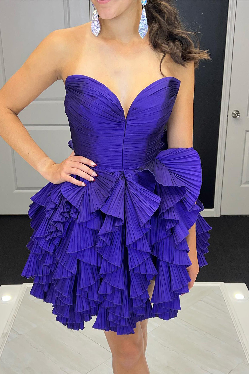 A-Line Royal Blue Sweetheart Short Homecoming Dress/Mini Dress with Ruffles