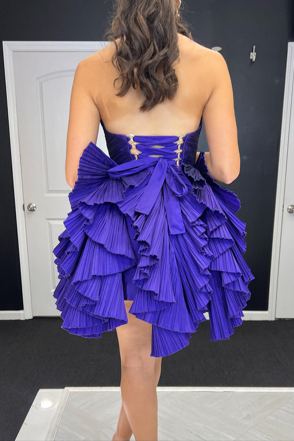 A-Line Royal Blue Sweetheart Short Homecoming Dress/Mini Dress with Ruffles