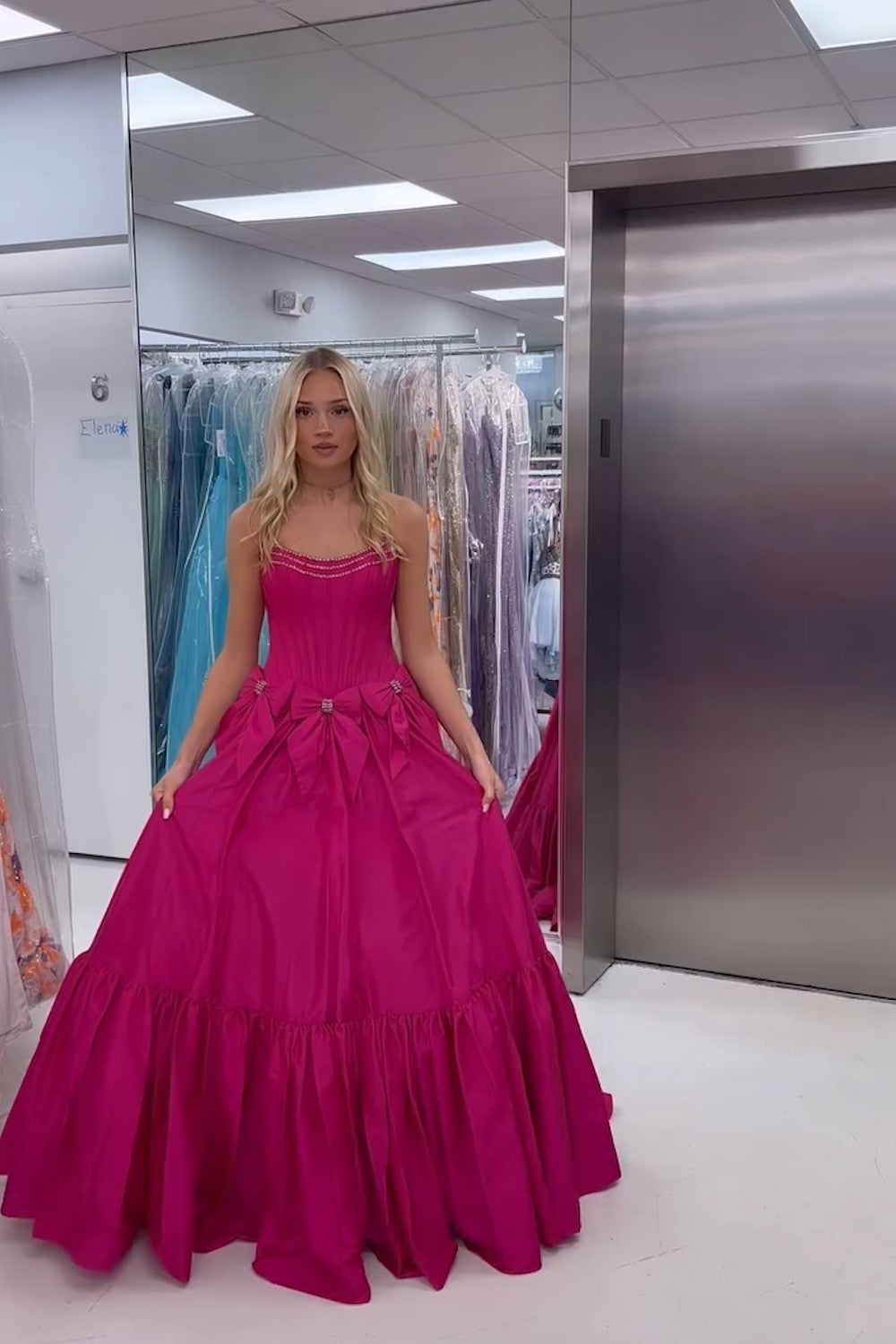 Long Black Satin A-Line Corset Prom Dress with Strapless Design and Bows