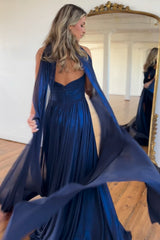 Elegant Navy A-Line Prom Dress with 3D Flowers and Halter Neck