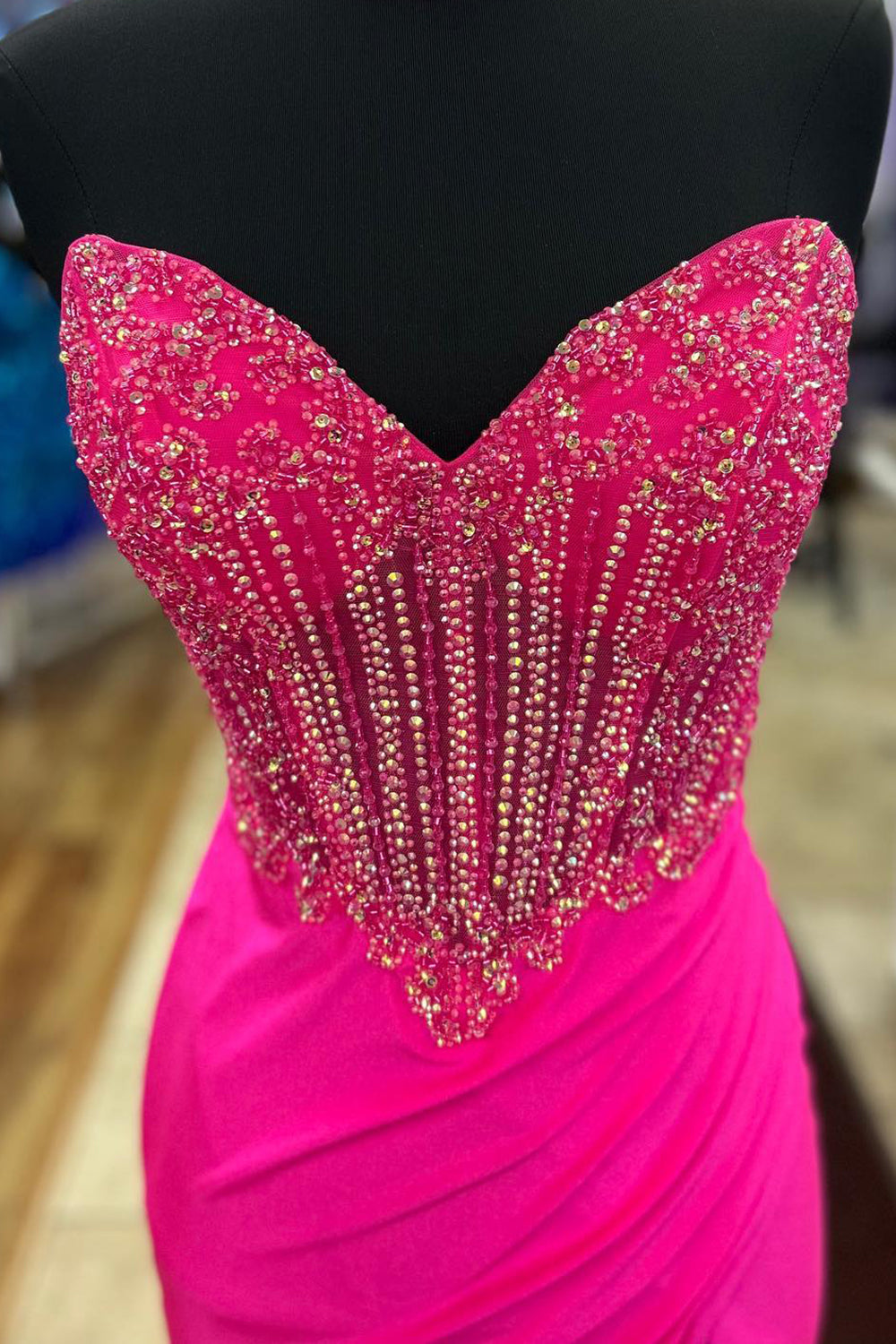 Long Satin Mermaid Prom Dress in Orange with Sweetheart Neckline and Beading