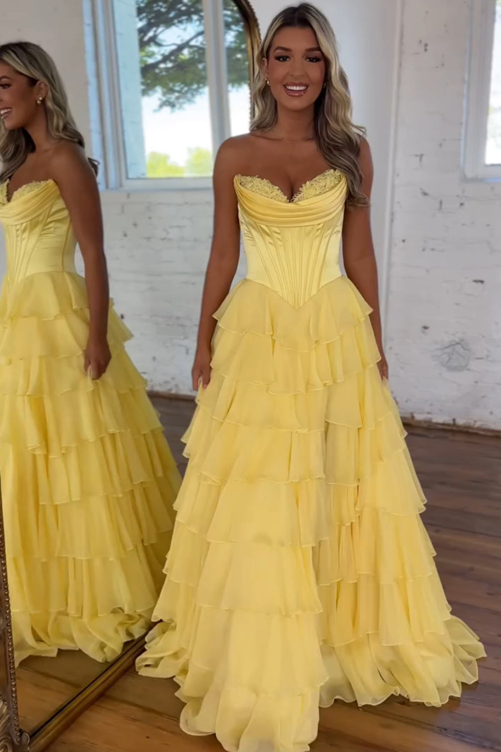 Sweetheart Blue Chiffon Corset Prom Dress with Ruffled A-Line and Long Slit