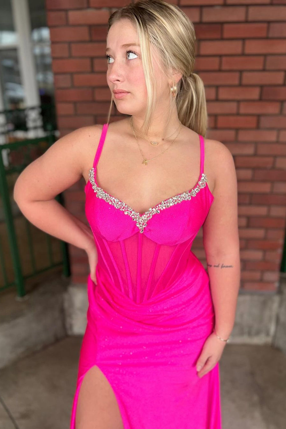 Royal Blue Sparkle Mermaid Corset Prom Dress with Beaded Spaghetti Straps