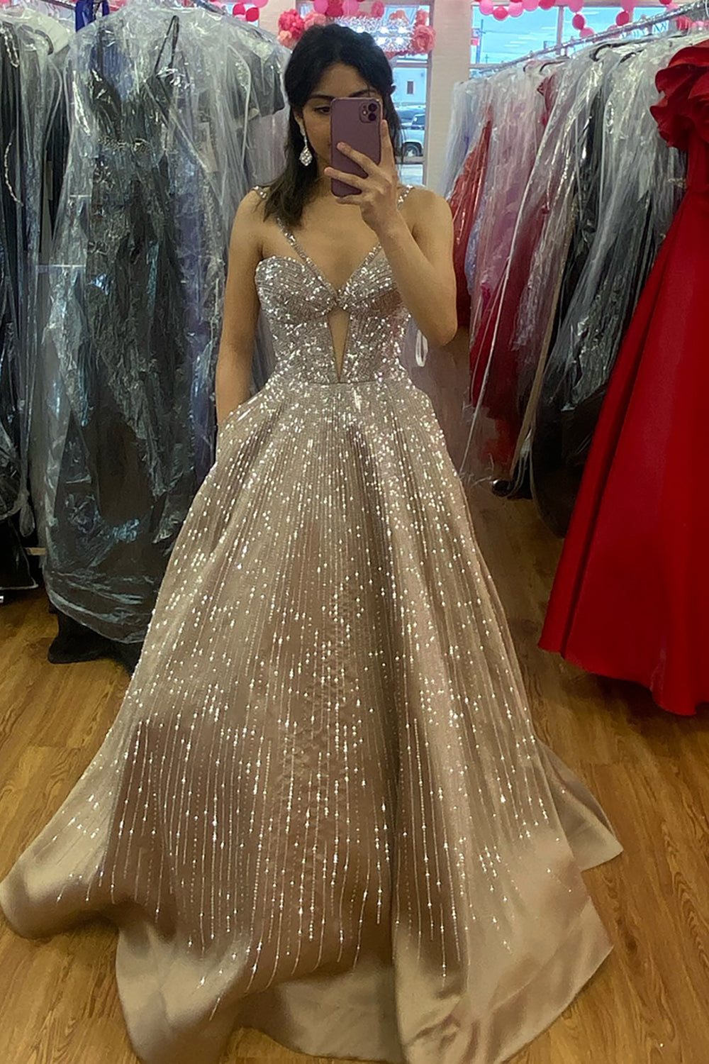 Royal Blue Beaded Halter Neck Long Corset Prom Dress with Glitter and A-Line