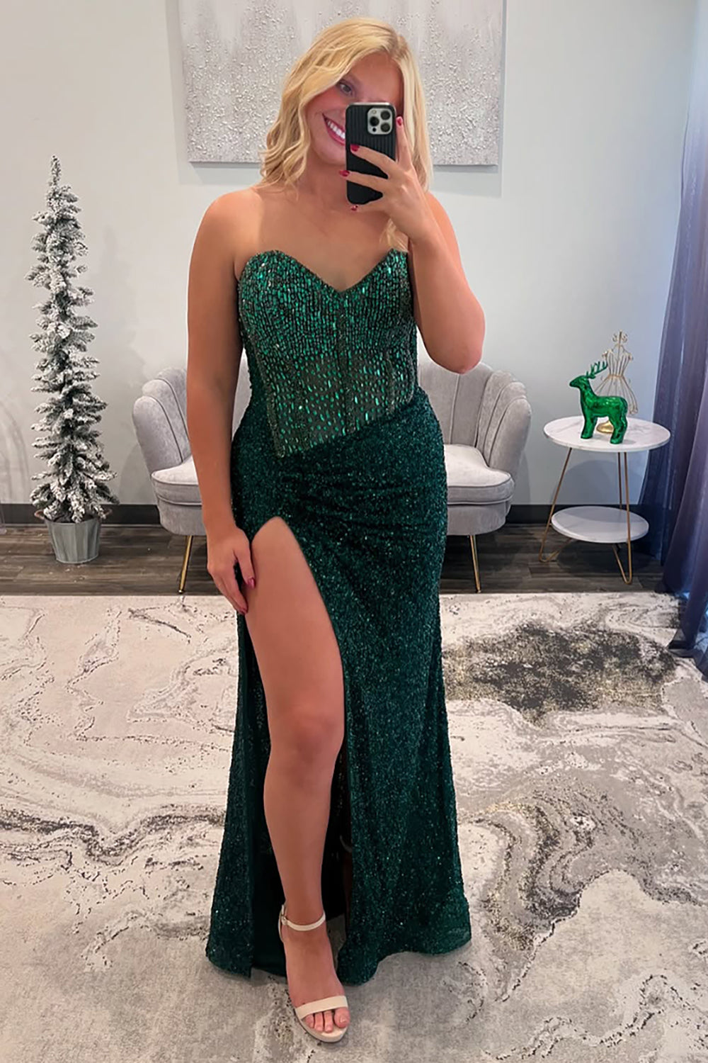 Long Corset Prom Dress with Sparkly Blue Sweetheart Sequins and Beading