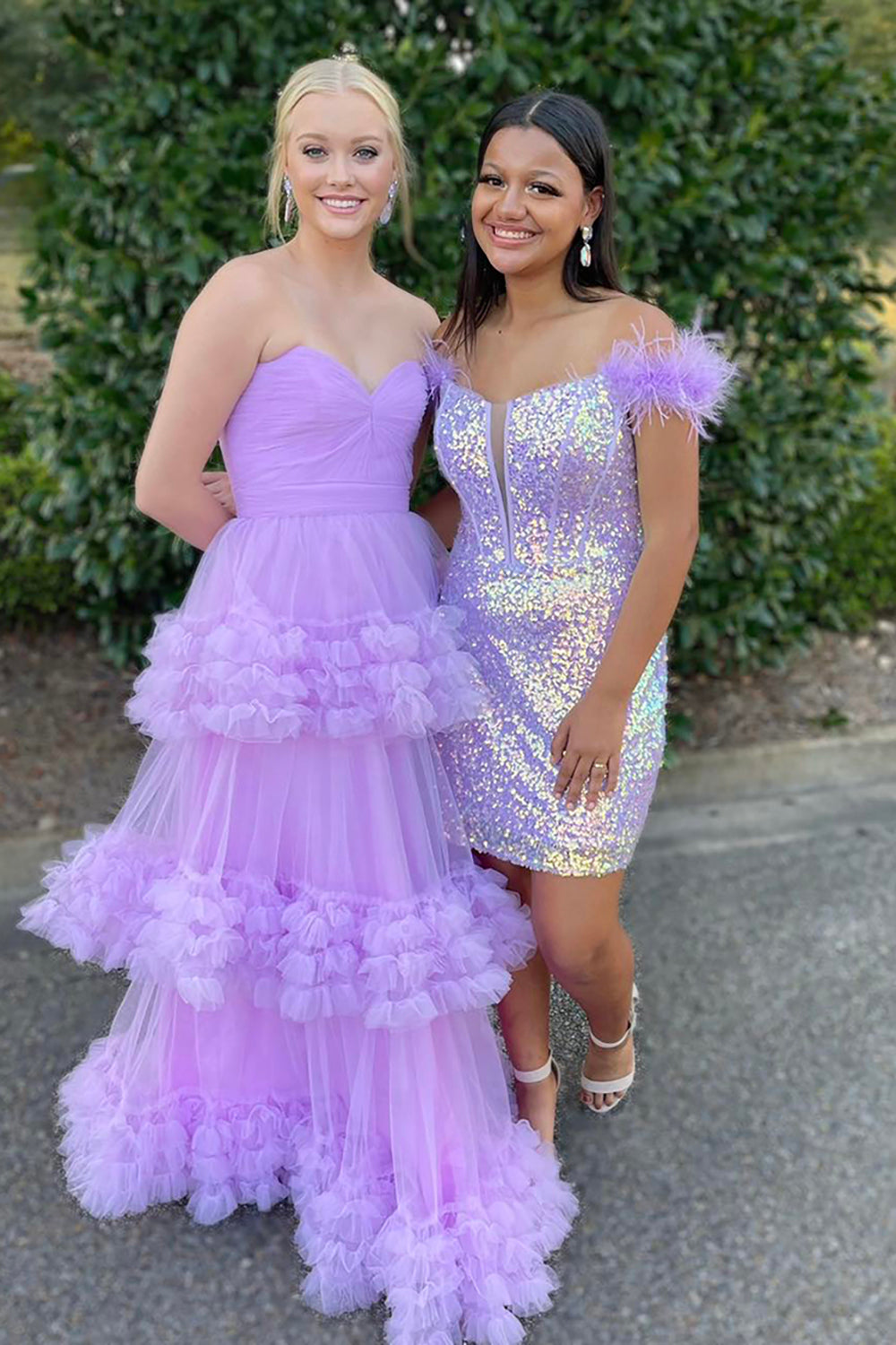 Long Tiered Tulle Prom Dress for Sweetheart Princess in Lavender