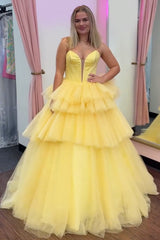 Sweetheart A-Line Prom Dress in Trendy Blue with Tiered Tulle and Corset