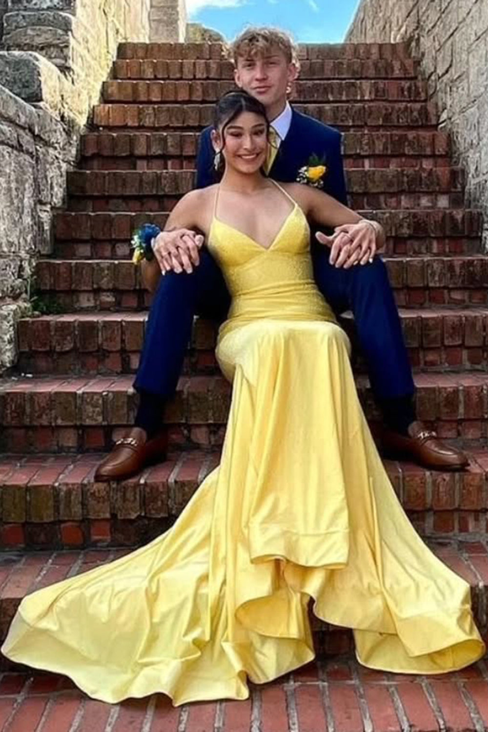 Long Mermaid Prom Dress with Red Spaghetti Straps and Beading