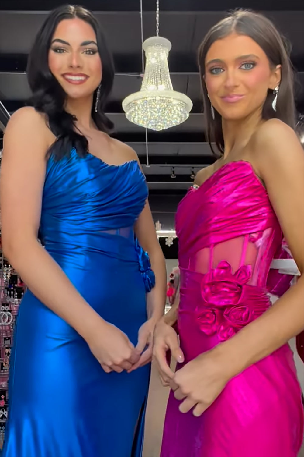 Metallic Long Prom Corset Dress with Fuchsia Sweetheart Mermaid Silhouette and Slit