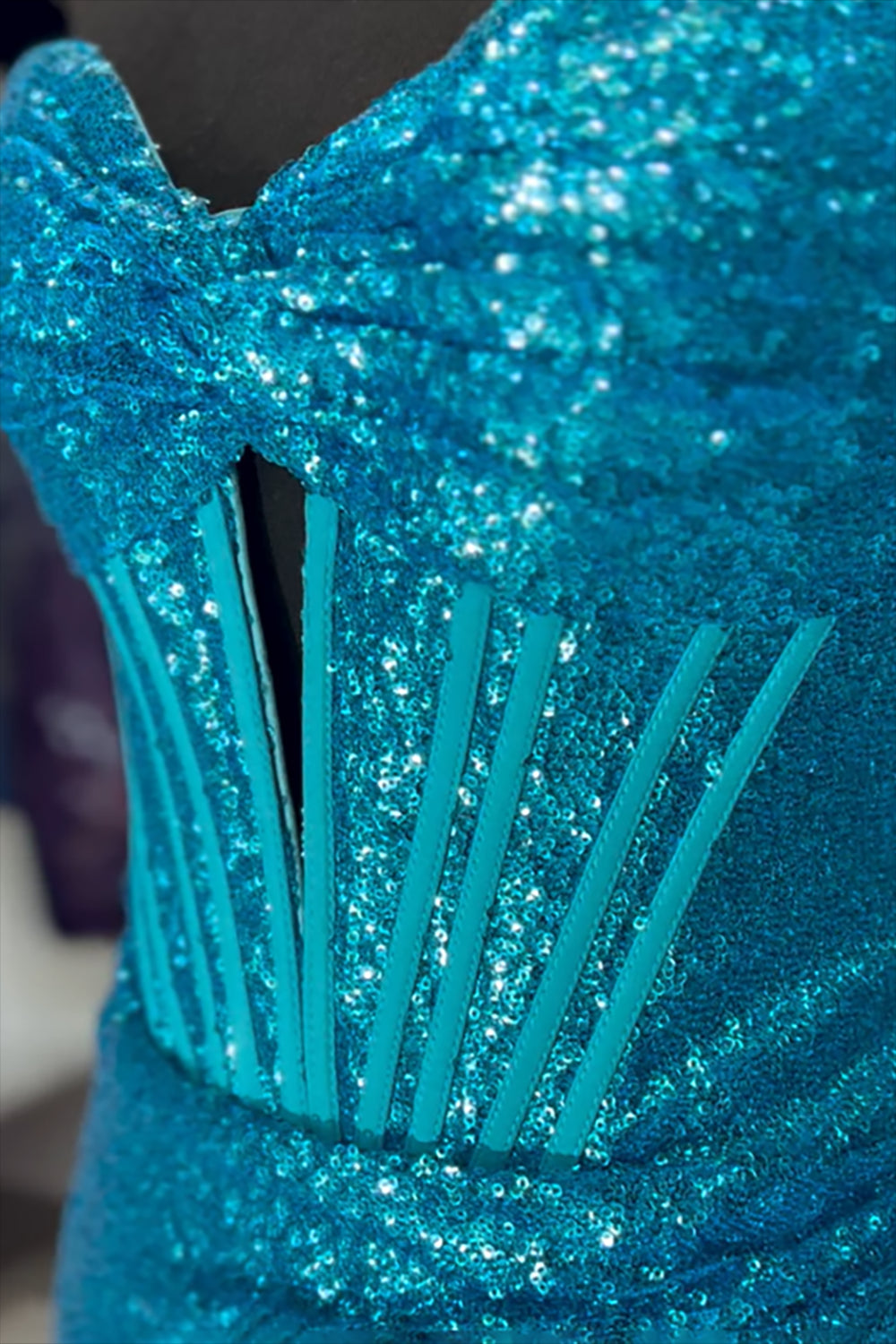 Long Sequin Corset Prom Dress with Slit in Sparkly Orange Sweetheart Mermaid Style