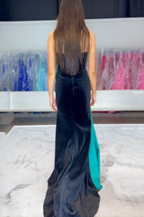 Velvet Long Prom Dress in Black with Sweetheart Neckline and Mermaid Slit