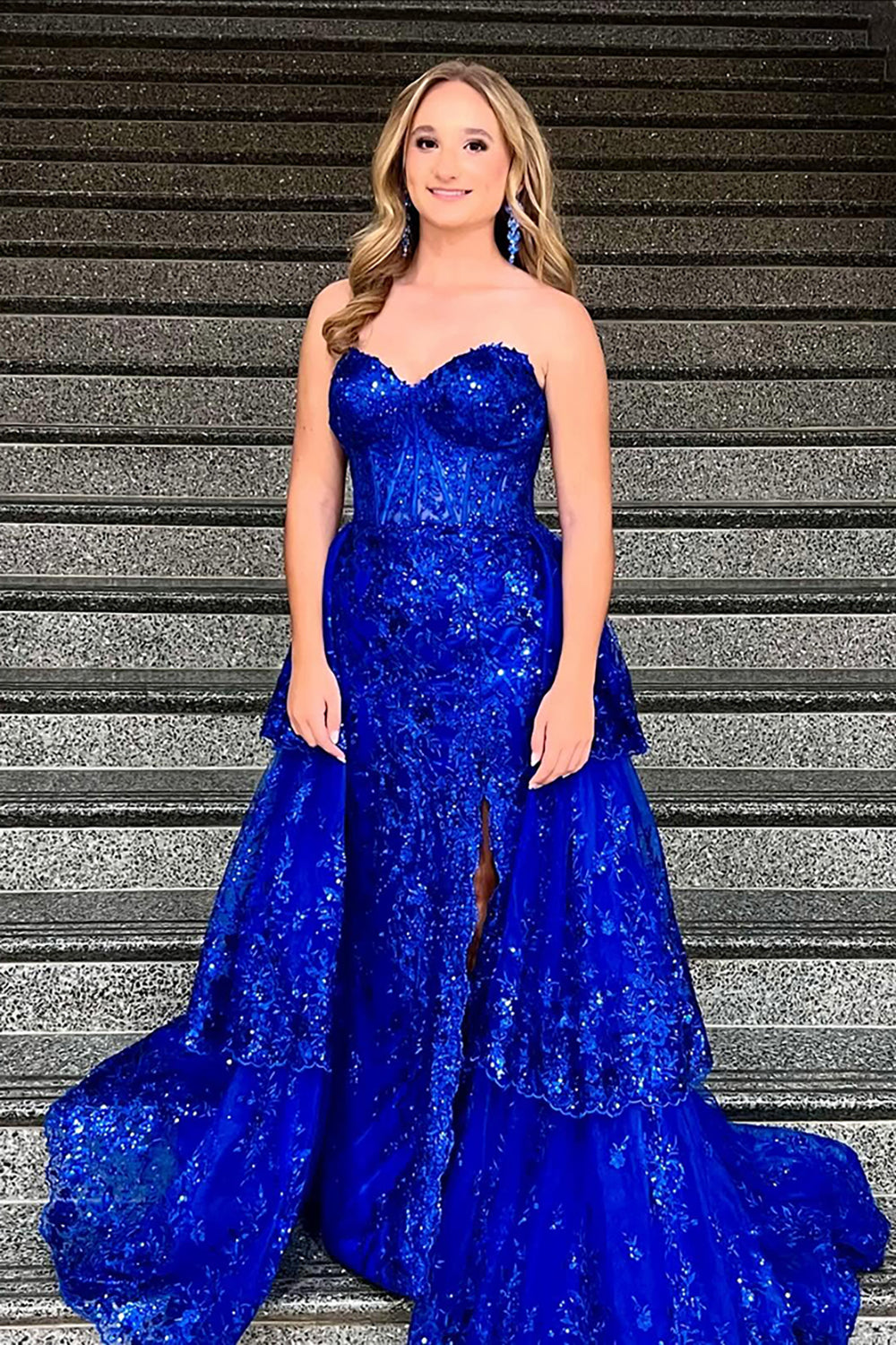 Sweetheart A-Line Long Prom Dress in Sparkly Turquoise with Tulle Applique Corset