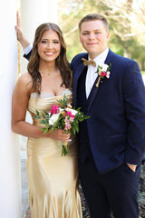 Elegant Gold Sweetheart Mermaid Gown in Satin