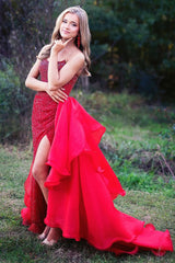 Long Strapless Mermaid Prom Dress in Gold with Sequins Beads and Waist Cape