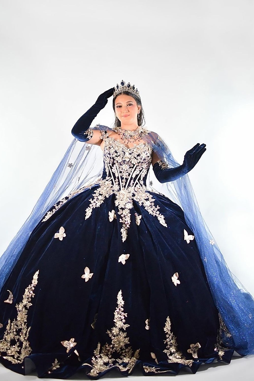 Velvet Quinceanera Ball Gown in Burgundy with Off-the-Shoulder Appliques