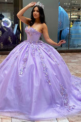 Sweetheart Princess Quinceanera Dress in Lilac with Tulle Appliques