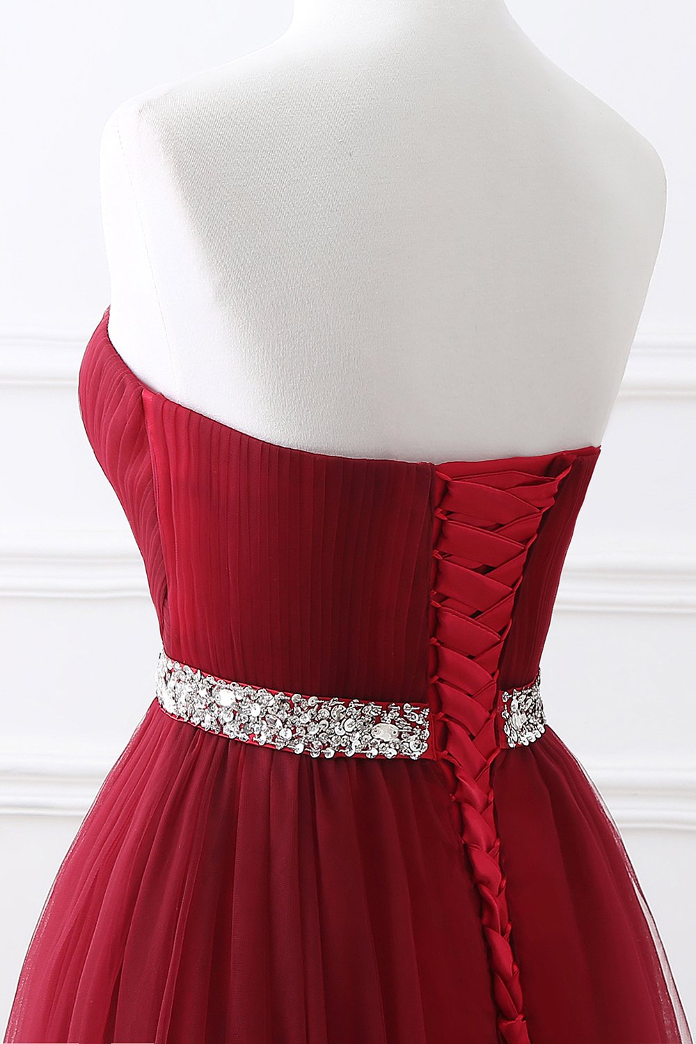 Sweetheart Burgundy Evening Dress Long