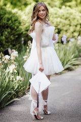 White Strapless A-Line Short Homecoming Dress/Mini Dress