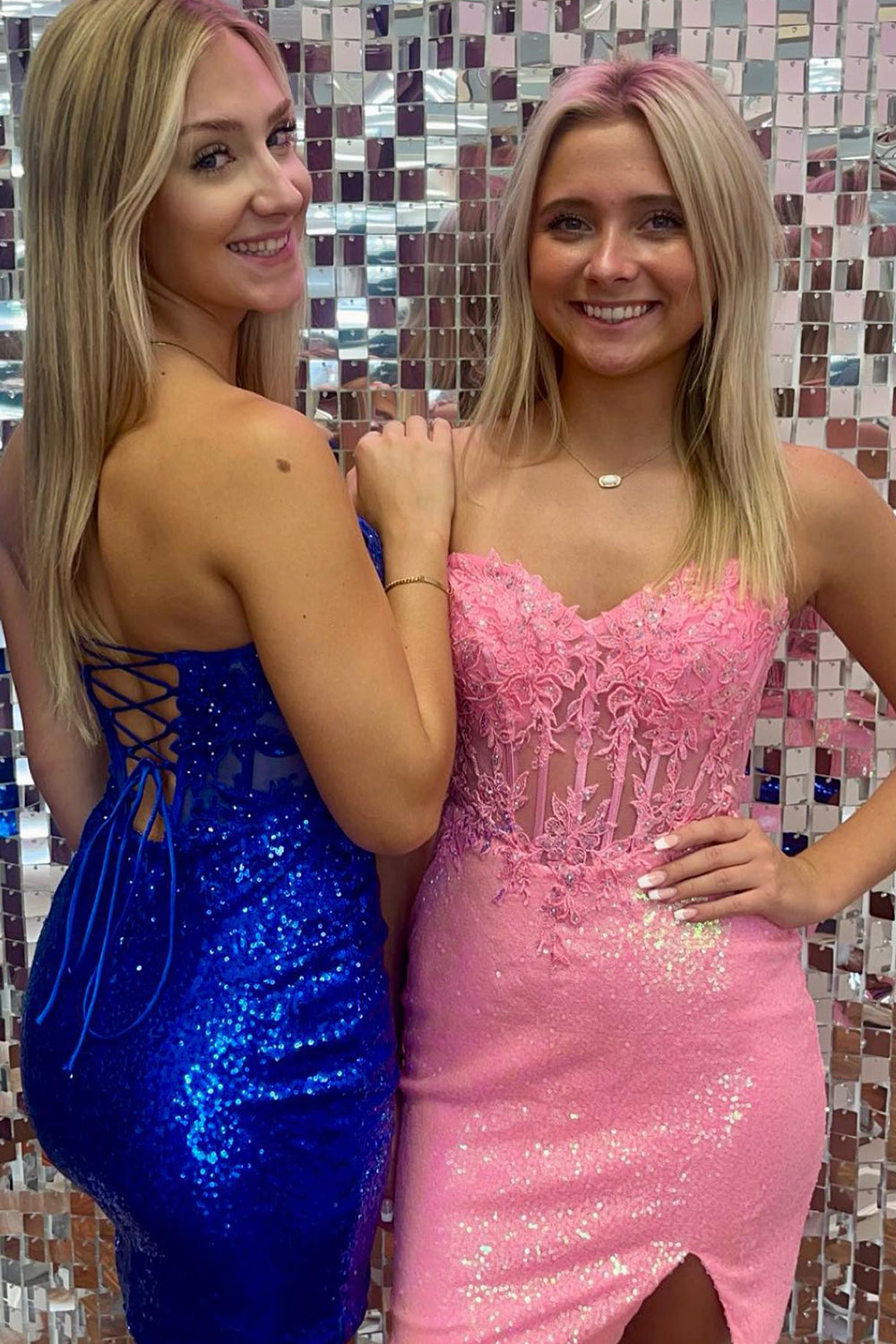 Sparkly Purple Corset Tight Sequins Short Homecoming Dress/Mini Dress with Lace