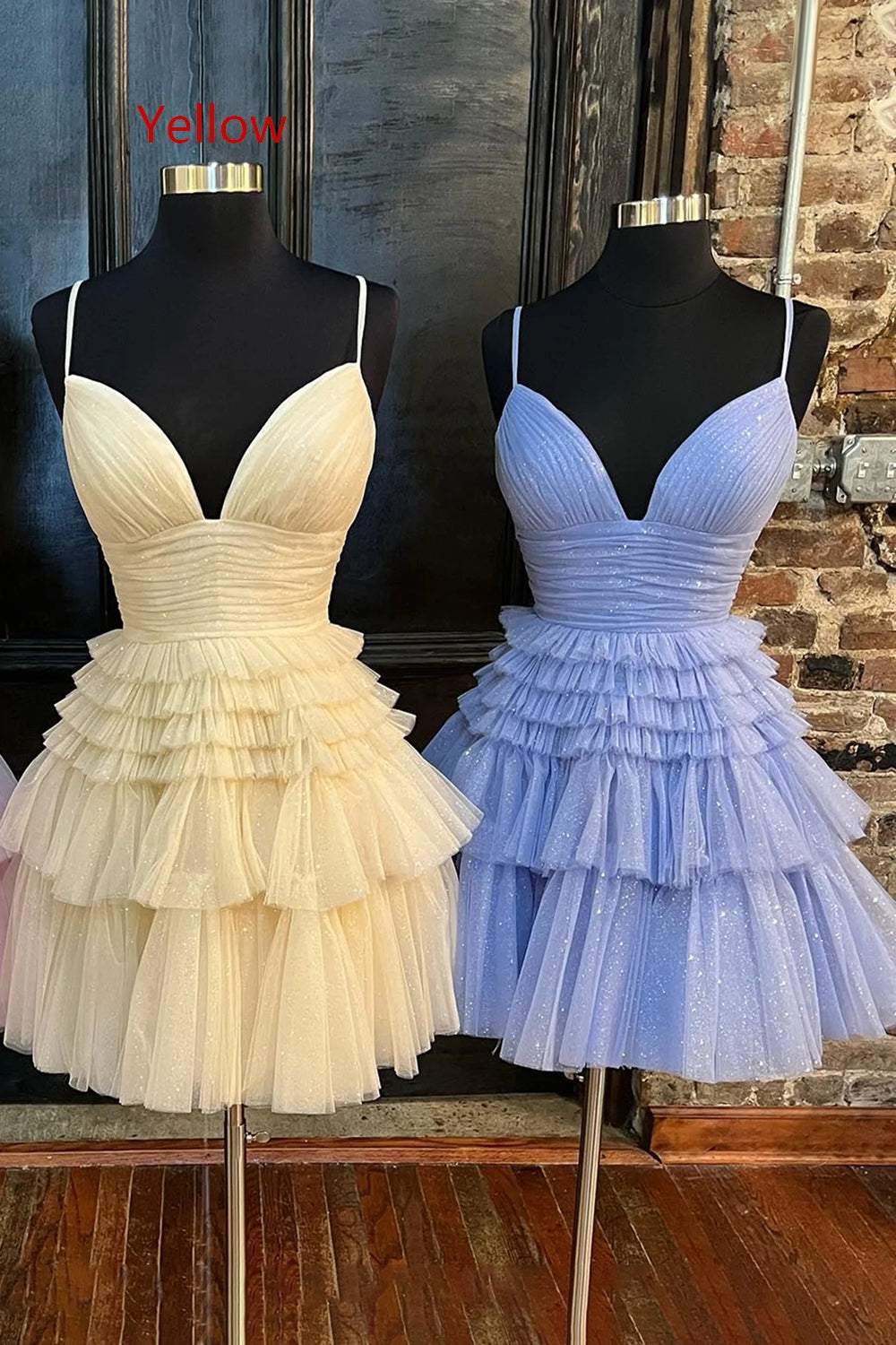 Sparkly Light Blue A-Line Tulle Tiered Short Homecoming Dress/Mini Dress