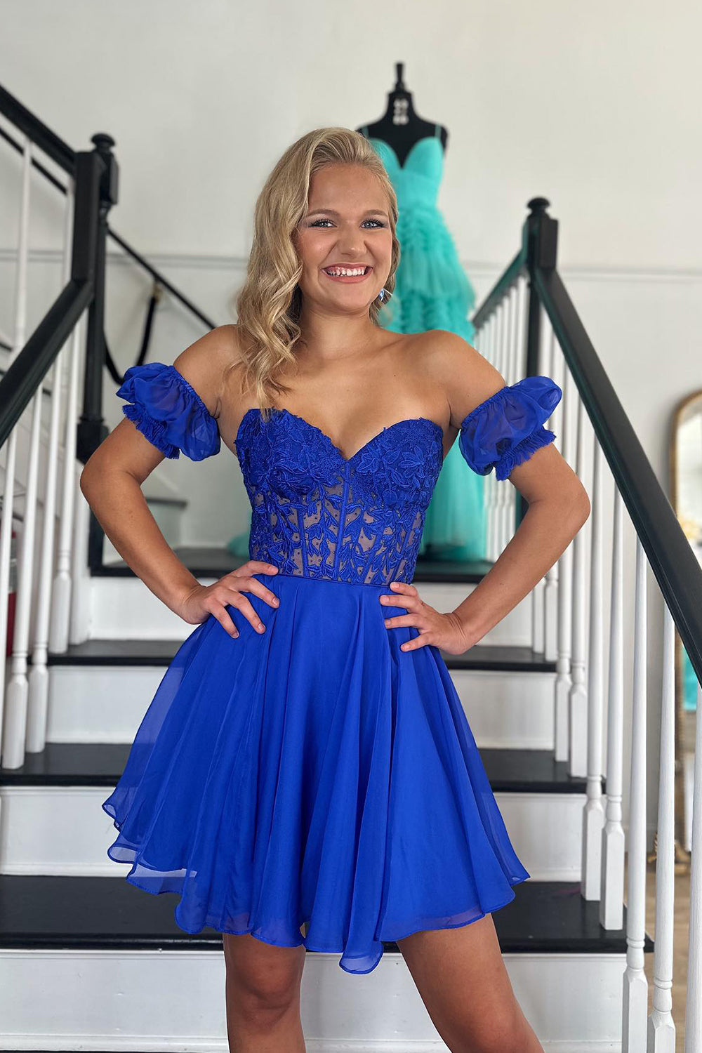 Sparkly Fuchsia Lace-Up Back A-Line Short Homecoming Dress/Mini Dress with Lace