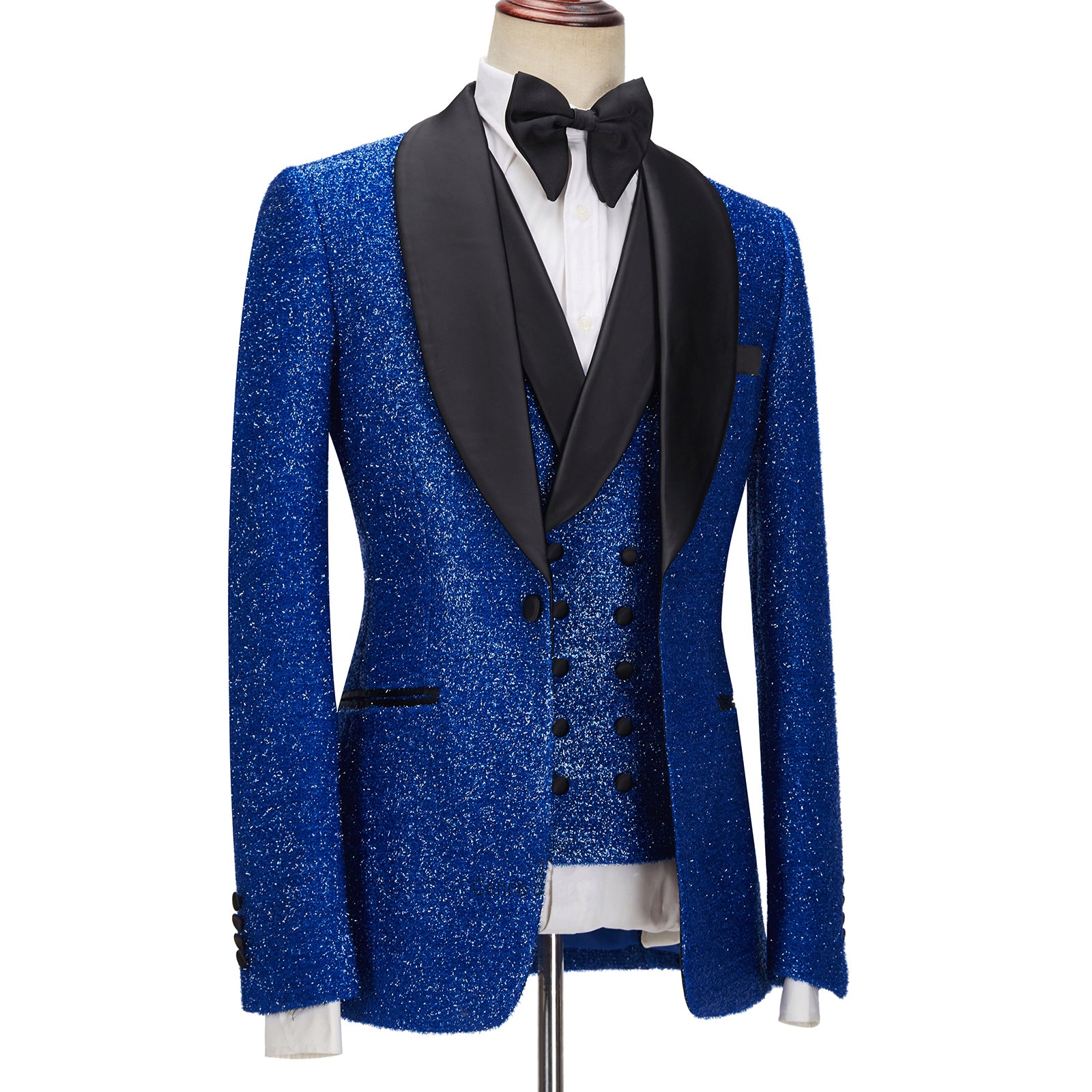 Fashion Royal Blue Sparkle One-Button Three-Piece Prom Attire for Guys