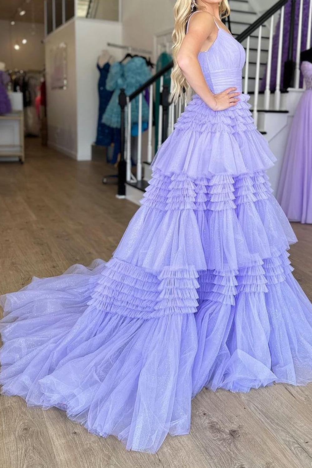 Pink Long A-Line Prom Dress Featuring Spaghetti Straps and a Split
