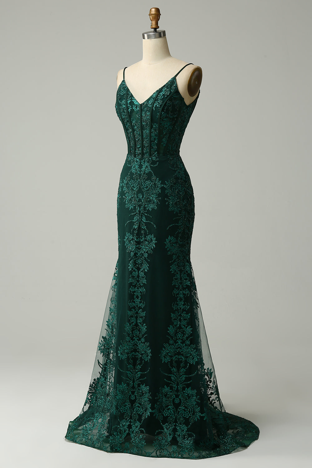 Long Dark Green Mermaid Prom Dress with Sparkly Sequins
