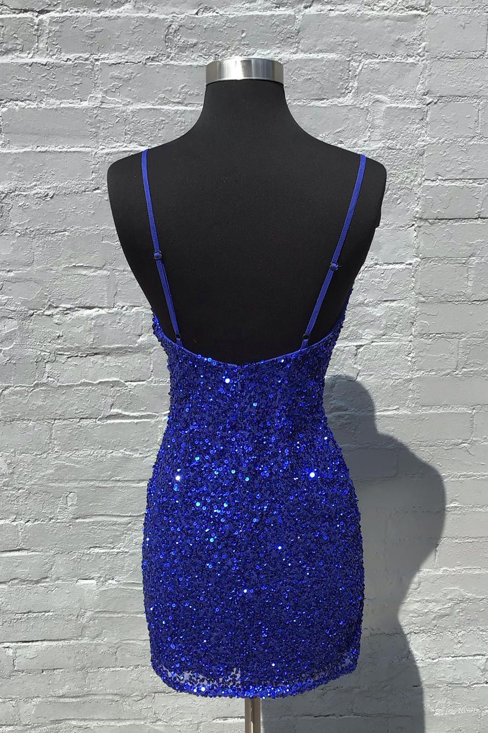 Sparkly Royal Blue Ruched Tight Short Sequins Homecoming Dress/Mini Dress
