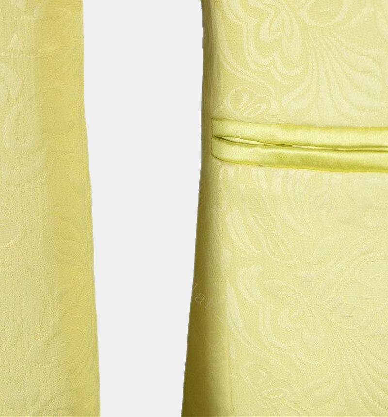 Fashion Yellow Jacquard Three-Piece Shawl Lapel Morning Suit