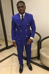 Royal Blue New Arrival Double-Breasted Designer Wedding Suits for Groom