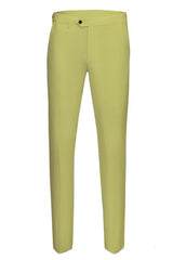Stylish Yellow Peaked Lapel Three-Piece Groom and Groomsmen Suits